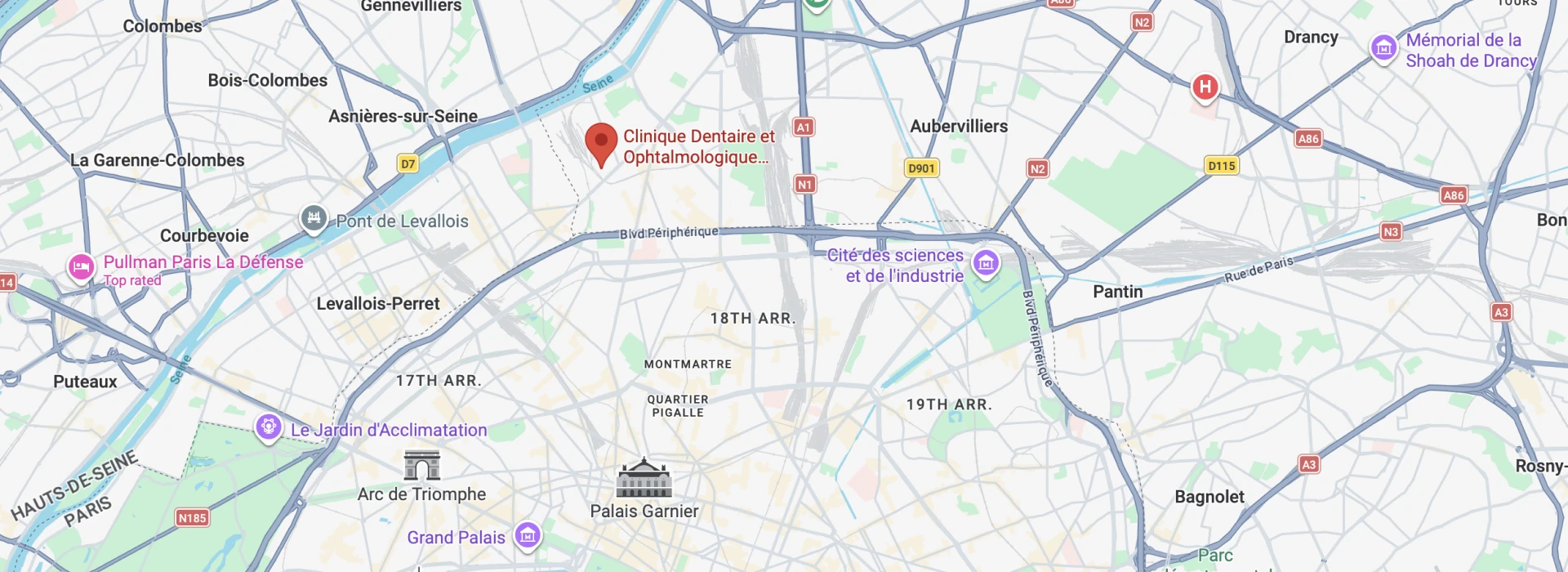 carte Accueil Dentistes et ophtalmologue à Saint-Ouen-sur-Seine